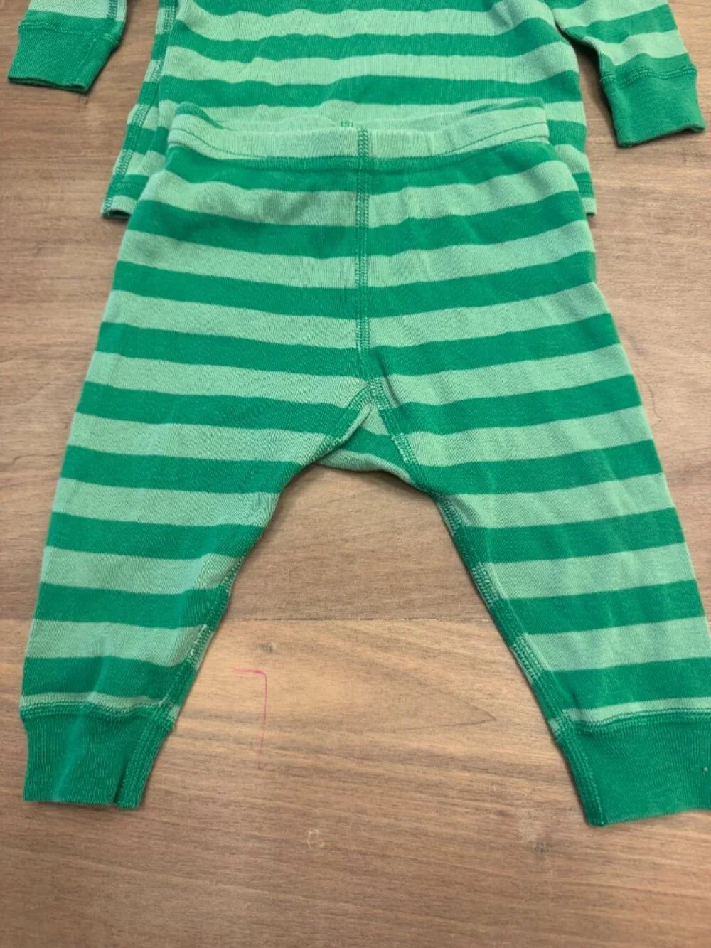 Hanna Andersson Green Striped 2-Pc Pajama Set 9-12M Organic